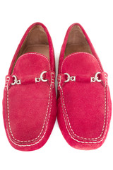 Pair of red men shoes isolated over white