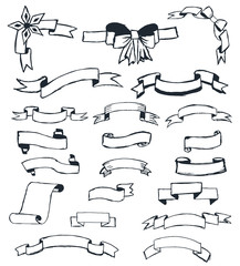 Set ribbons hand-drawn