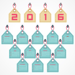 creative New Year 2016 calendar design stock vector