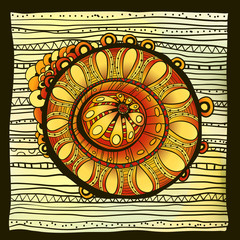 Abstract vector hand drawn vintage ethnic pattern card.