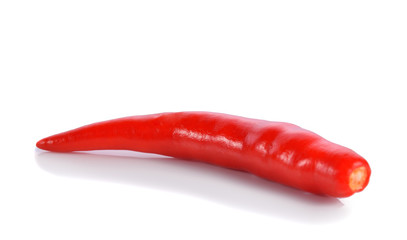 Red chilli peppers on white background