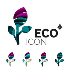 Set of abstract eco leaf icons, business logotype nature