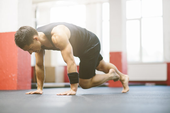 Man training in gym