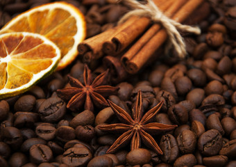 coffee beans and spices