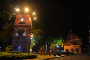 Melaka Malaysia : Christ Church is an 18th-century Anglican church and it is the oldest functioning Protestant church in Malaysia.