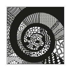 Zentangle spiral pattern. Hand-drawn doodle vector illustration.