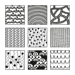 Set of zentangle patterns. Hand-drawn doodle vector illustration.