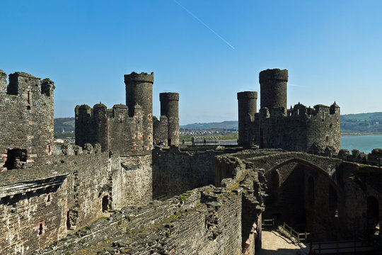 Conwy castle fortress with stone walls and towers