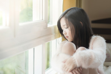 Portrait of asian beautiful sad girl