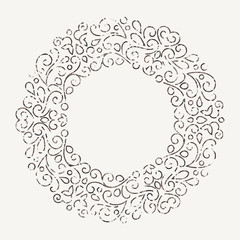 Elegant luxury floral design template in grunge style. Monogram identity, business sign, logo design. Lineart vector illustration.