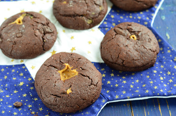 Chocolate cookies with peanut butter