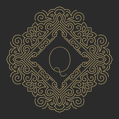 Elegant floral monogram logo design template with letter Q. Lineart vector illustration.