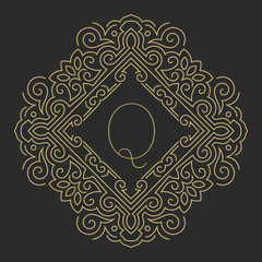 Elegant floral monogram logo design template with letter Q. Lineart vector illustration.