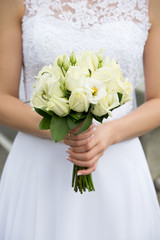 Wedding bouquet with green roses