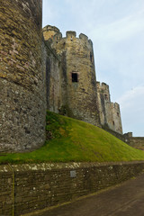 Medieval stone towers part of castle fortress