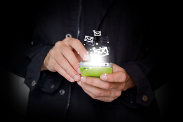 mani, appuntamento, telefonino, scrivere, sms