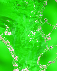 splashes of water on a green background