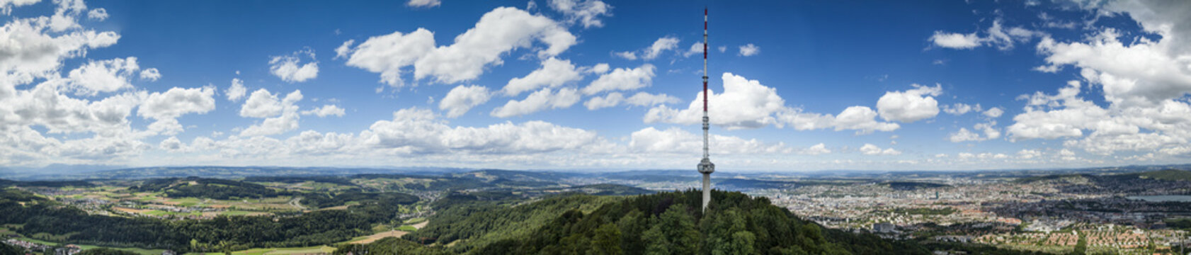 Switzerland, Canton Zurich, Zurich, Panoramic view with telecommunication tower