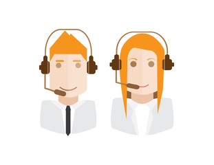 Male and female call center avatar icons