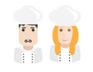 Set of cook and cook woman. Vector illustration of a kitchener and cook woman