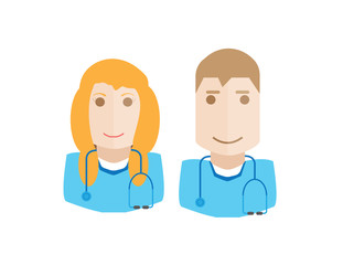 Vector set of avatars or characters doctor, suregon