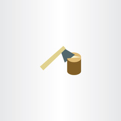 axe chopping wood vector flat icon