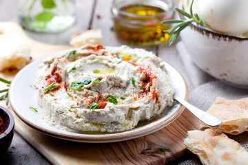Traditional arabian eggplant dip baba ganoush