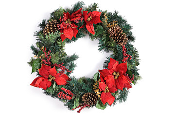 Christmas Holiday Wreath Isolated On White © seanlockephotography