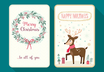 Fototapeta na wymiar Christmas card collection Set of two Christmas greetings cards