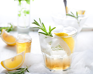 Gin,lemon, rosemary fizz, cocktail