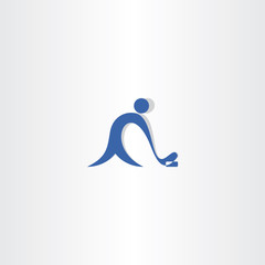 Fototapeta na wymiar hockey player vector logo blue icon