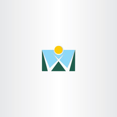 logo letter w mountain and sun icon