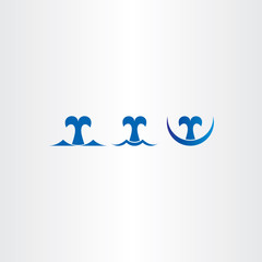 whale blue icons set tail symbol