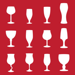 Different types of glasses for drinking