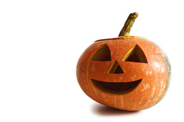 Happy Halloween pumpkin isolated on white background
