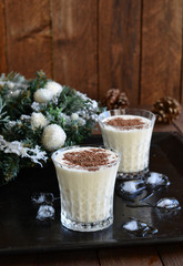 Ice cream cocktail on Christmas background