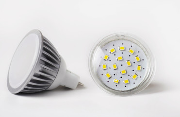 Diode bulbs on white background.Led lighning.