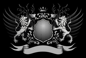 Lions Shield and Crown Winged Insignia