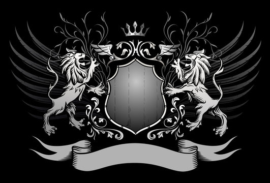 Lions Shield and Crown Winged Insignia