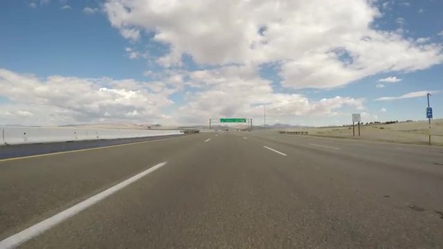 Las Vegas Interstate 15 Overhead Highway Sign Driving Shot