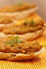 Roasted Eggplant and Zucchini Spread. Selective focus