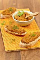 Roasted Eggplant and Zucchini Spread. Selective focus