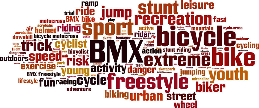 BMX word cloud concept. Vector illustration