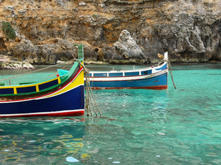 Colorful fisherman's boat called "Iuzzu" tipical of Malta