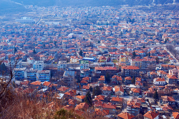 City view with mountains