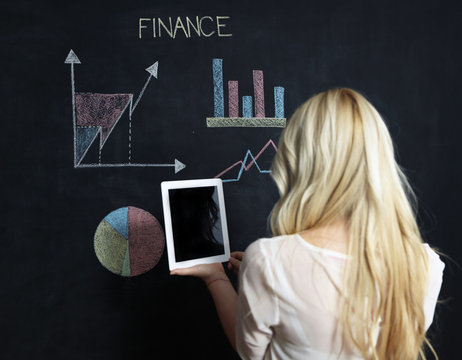 business and finaces concept - smiling business woman presenting