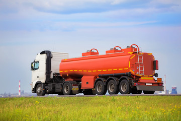  gas-tank truck goes on highway