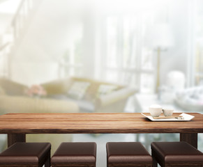 Table Top And Blur Interior of Background