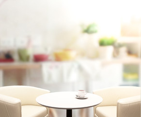 Table Top And Blur Interior Background