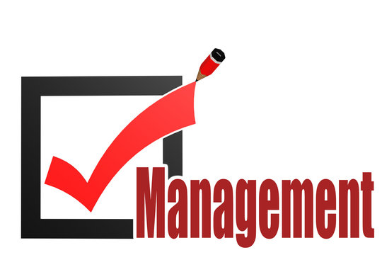 Check mark with management word